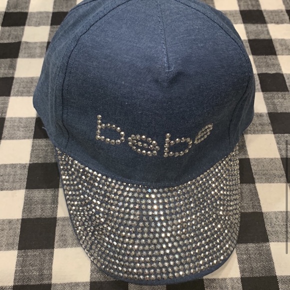 Women’s Bebe Hat with Crystals Rhinestone Logo and Panel - Picture 2 of 8